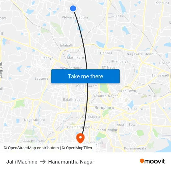 Jalli Machine to Hanumantha Nagar map