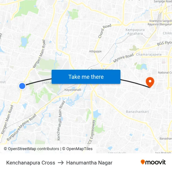 Kenchanapura Cross to Hanumantha Nagar map