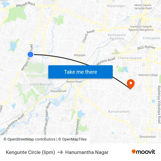Kengunte Circle (Iipm) to Hanumantha Nagar map