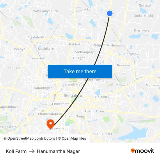 Koli Farm to Hanumantha Nagar map