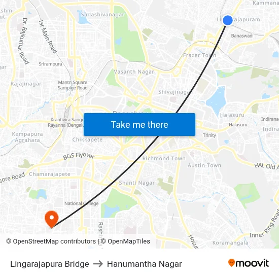 Lingarajapura Bridge to Hanumantha Nagar map