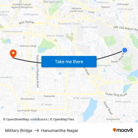 Military Bridge to Hanumantha Nagar map