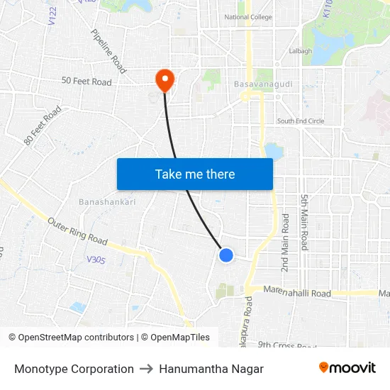 Monotype Corporation to Hanumantha Nagar map