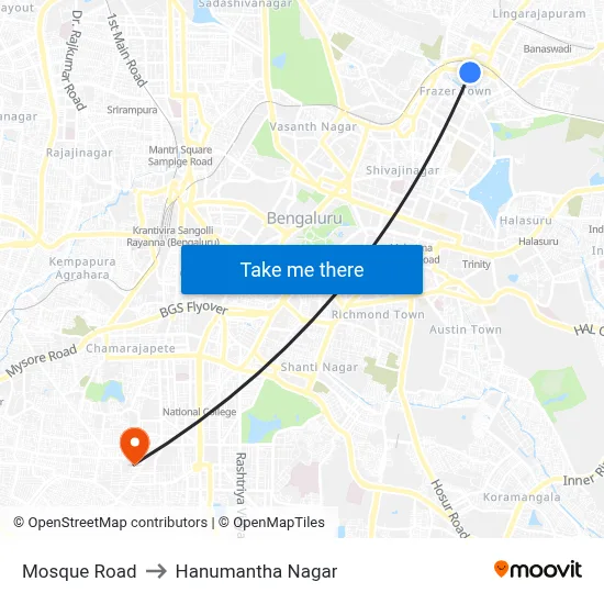 Mosque Road to Hanumantha Nagar map