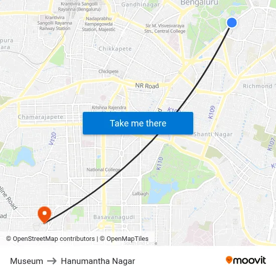Museum to Hanumantha Nagar map