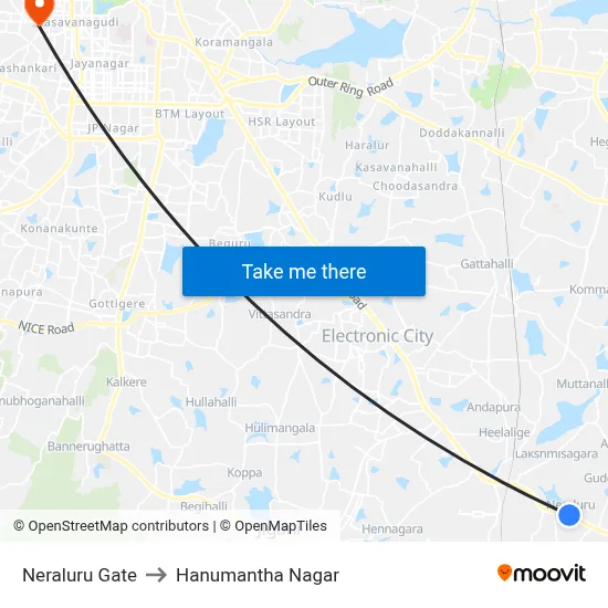 Neraluru Gate to Hanumantha Nagar map