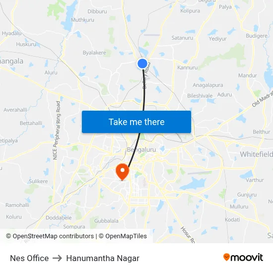 Nes Office to Hanumantha Nagar map