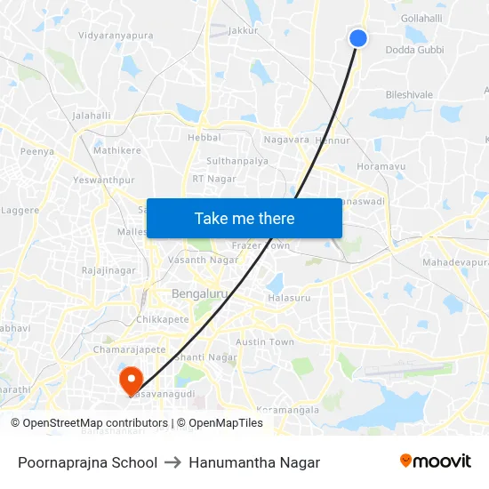Poornaprajna School to Hanumantha Nagar map
