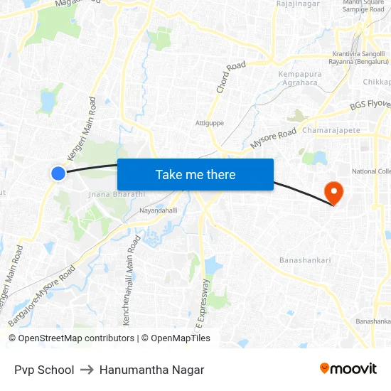 Pvp School to Hanumantha Nagar map