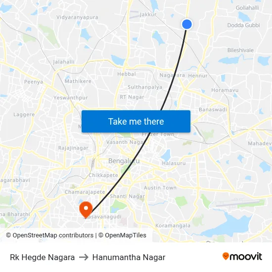 Rk Hegde Nagara to Hanumantha Nagar map