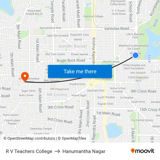 R V Teachers College to Hanumantha Nagar map