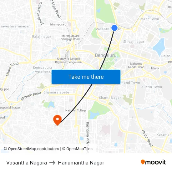 Vasantha Nagara to Hanumantha Nagar map