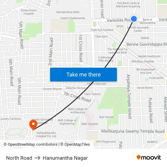 North Road to Hanumantha Nagar map