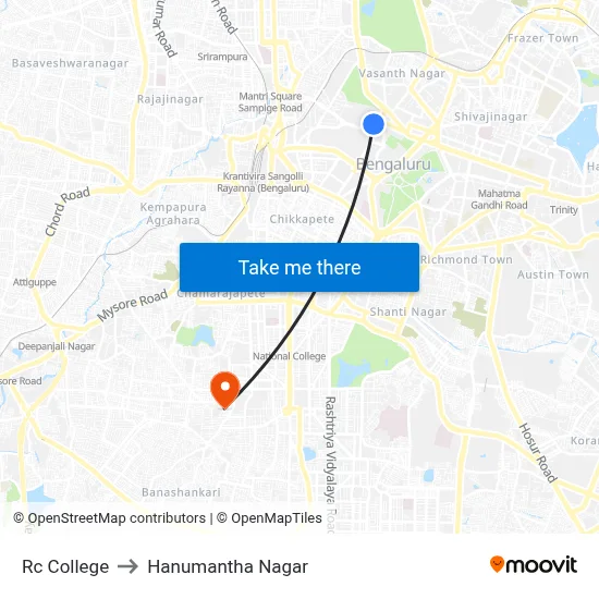 Rc College to Hanumantha Nagar map