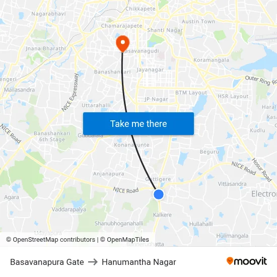 Basavanapura Gate to Hanumantha Nagar map