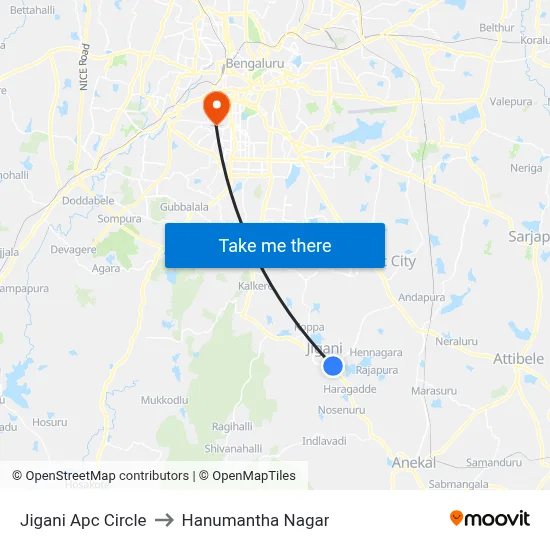Jigani Apc Circle to Hanumantha Nagar map