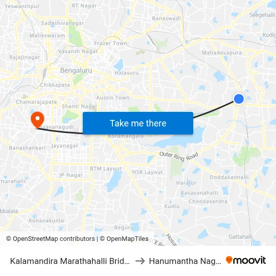 Kalamandira Marathahalli Bridge to Hanumantha Nagar map