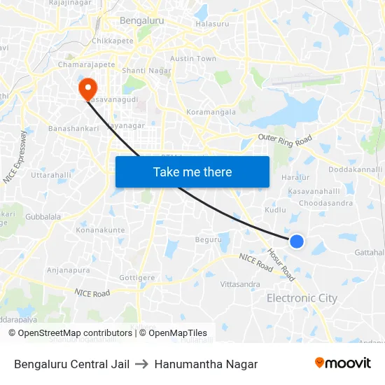 Bengaluru Central Jail to Hanumantha Nagar map