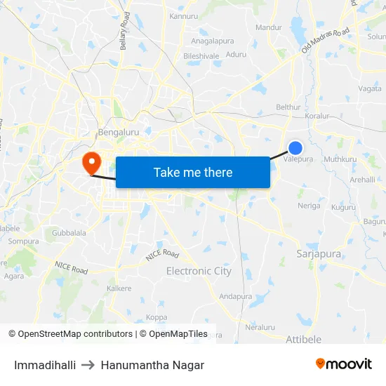 Immadihalli to Hanumantha Nagar map