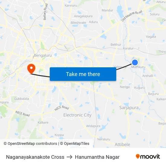 Naganayakanakote Cross to Hanumantha Nagar map