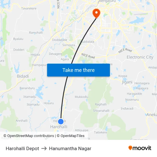 Harohalli Depot to Hanumantha Nagar map