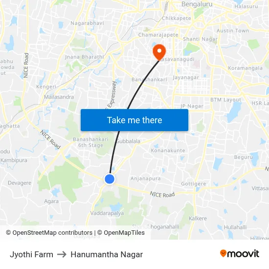 Jyothi Farm to Hanumantha Nagar map