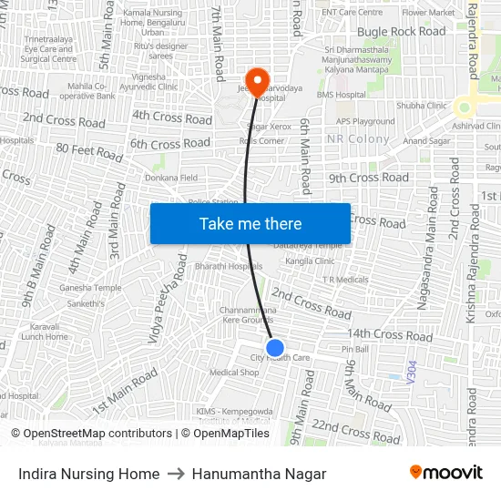 Indira Nursing Home to Hanumantha Nagar map