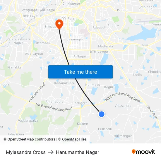 Mylasandra Cross to Hanumantha Nagar map