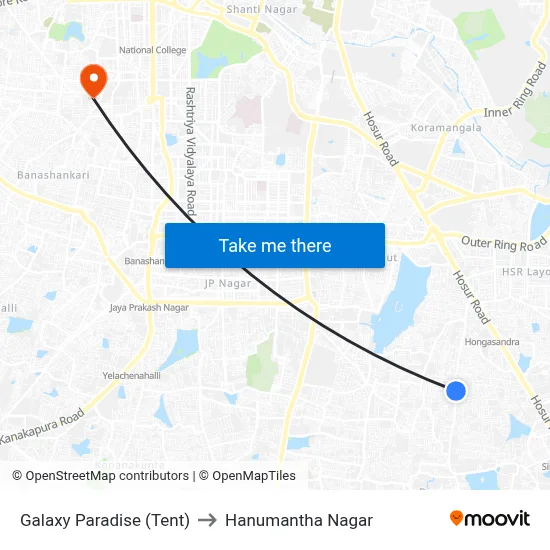 Galaxy Paradise (Tent) to Hanumantha Nagar map