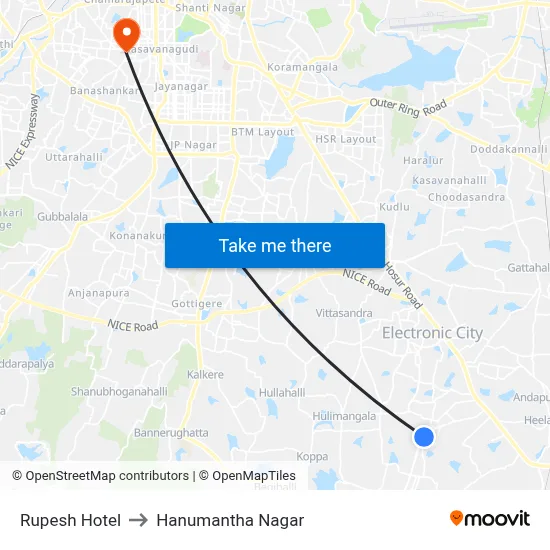 Rupesh Hotel to Hanumantha Nagar map