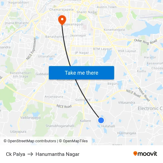Ck Palya to Hanumantha Nagar map