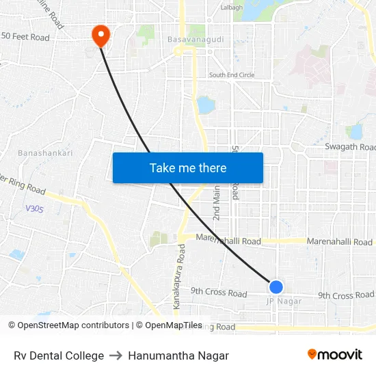 Rv Dental College to Hanumantha Nagar map