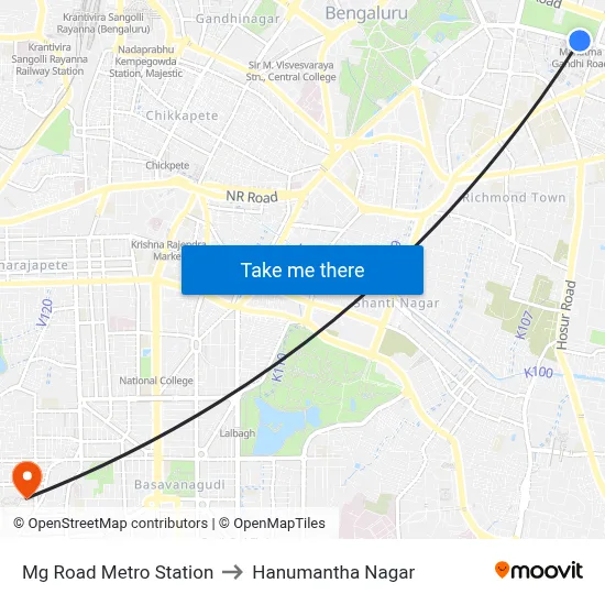 Mg Road Metro Station to Hanumantha Nagar map
