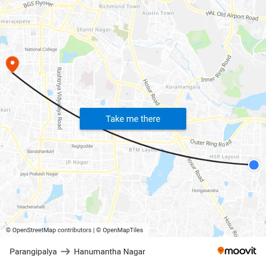 Parangipalya to Hanumantha Nagar map