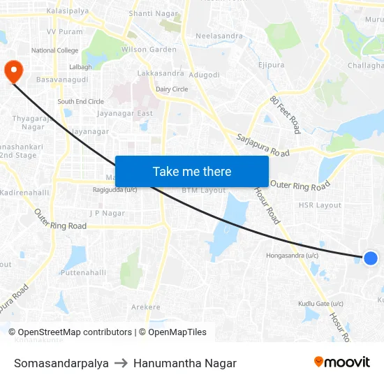 Somasandarpalya to Hanumantha Nagar map