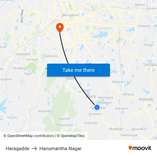 Haragadde to Hanumantha Nagar map