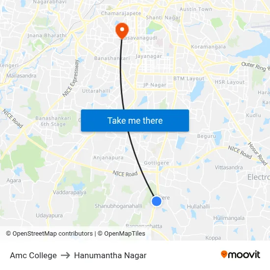 Amc College to Hanumantha Nagar map