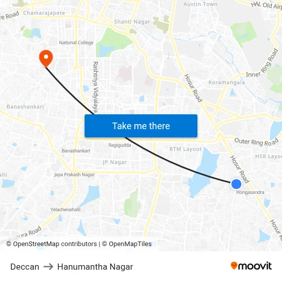 Deccan to Hanumantha Nagar map