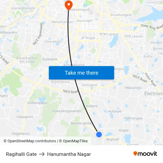 Ragihalli Gate to Hanumantha Nagar map