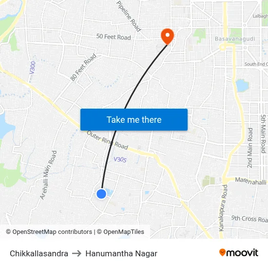 Chikkallasandra to Hanumantha Nagar map