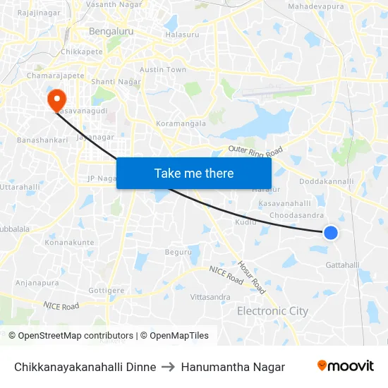 Chikkanayakanahalli Dinne to Hanumantha Nagar map