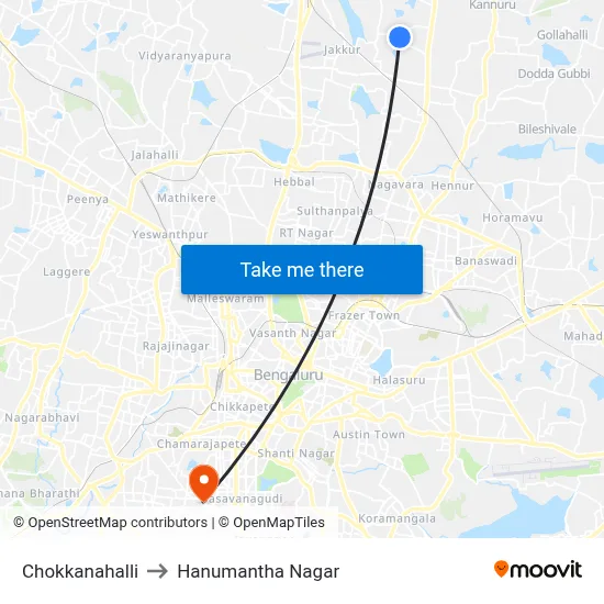 Chokkanahalli to Hanumantha Nagar map