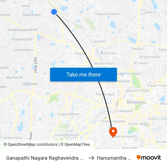 Ganapathi Nagara Raghavendra Badavane to Hanumantha Nagar map