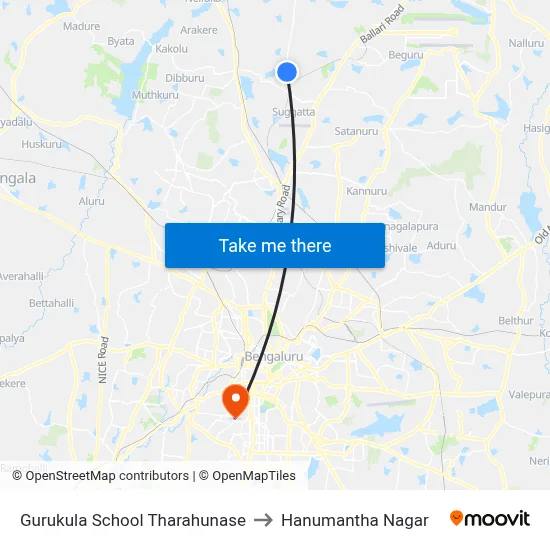 Gurukula School Tharahunase to Hanumantha Nagar map