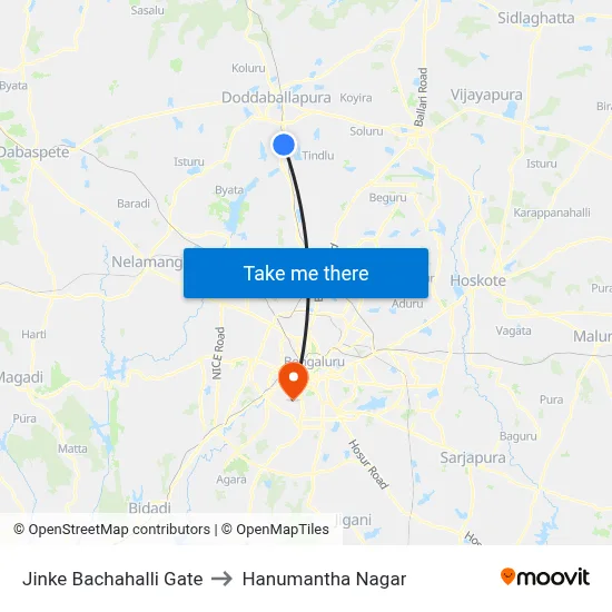 Jinke Bachahalli Gate to Hanumantha Nagar map