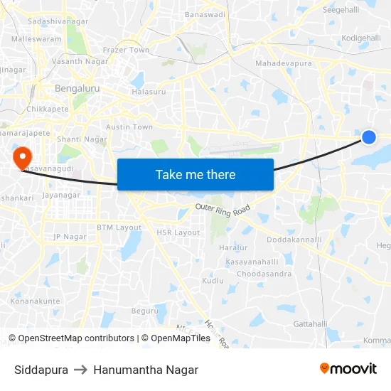 Siddapura to Hanumantha Nagar map