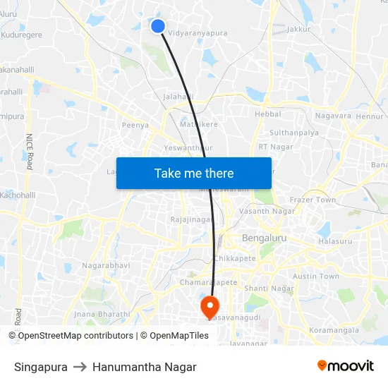 Singapura to Hanumantha Nagar map