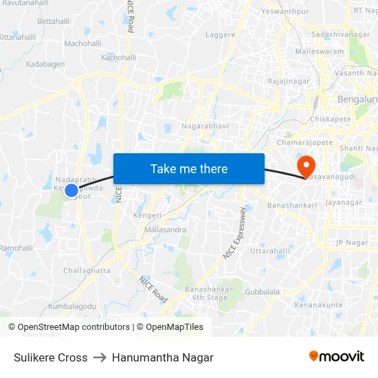 Sulikere Cross to Hanumantha Nagar map