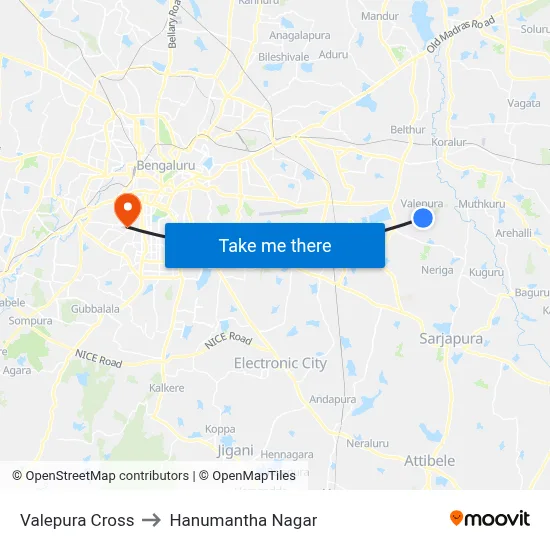 Valepura Cross to Hanumantha Nagar map
