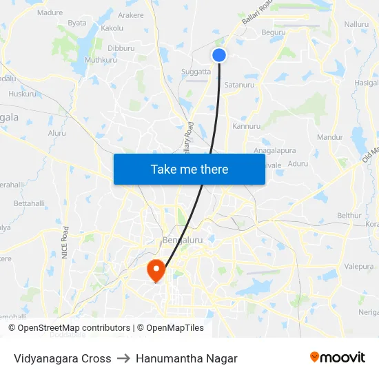 Vidyanagara Cross to Hanumantha Nagar map